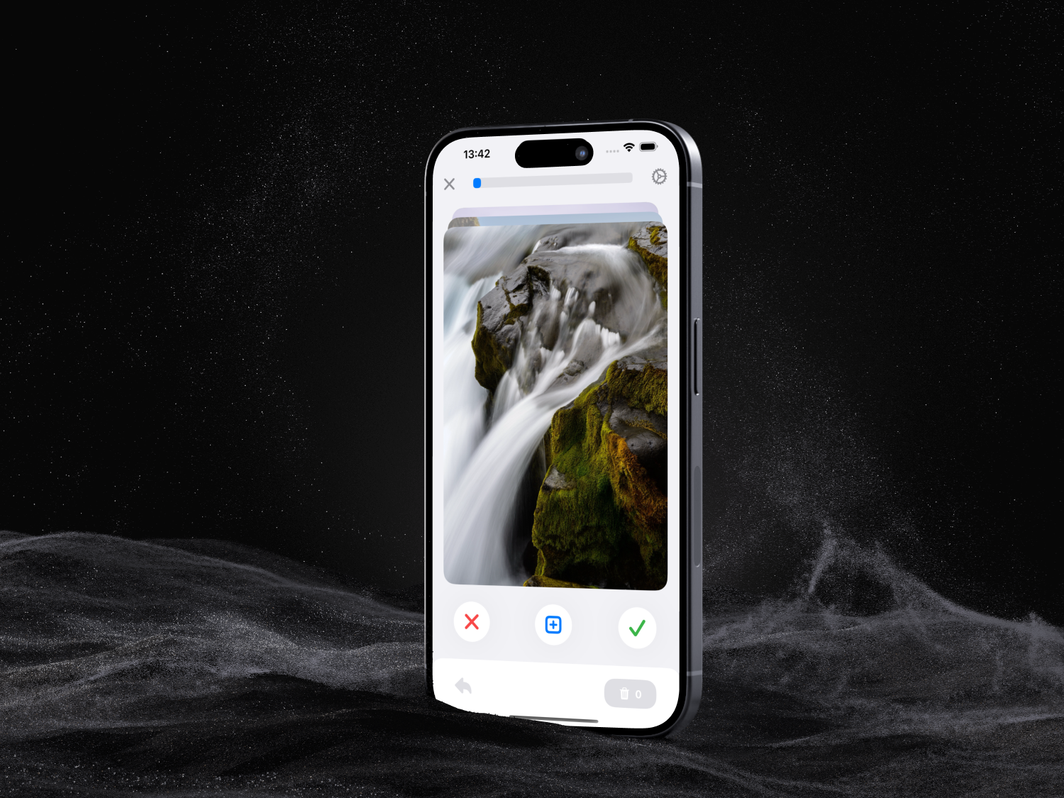 Mockup of App in a clean spatial environment